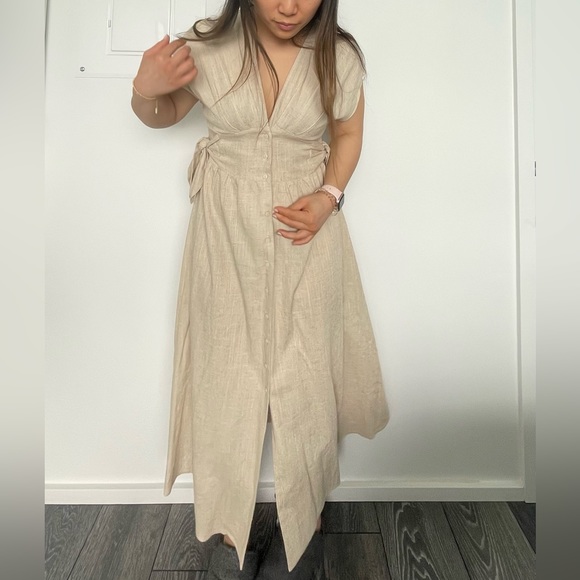 Maxi linen dress with front buttons - Picture 1 of 8